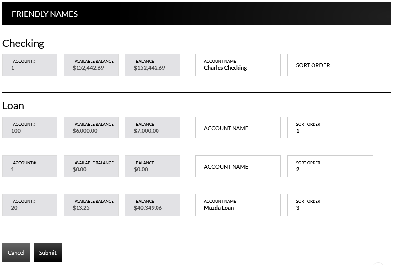 Friendly names form